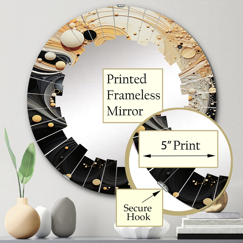 Drover - Miroir mural moderne rond, 24 po x 24 po