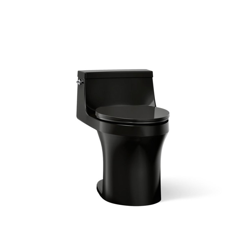 San Souci™ 1.28 GPF Elongated One-Piece toilet (Seat Included), Black, Left-Hand
