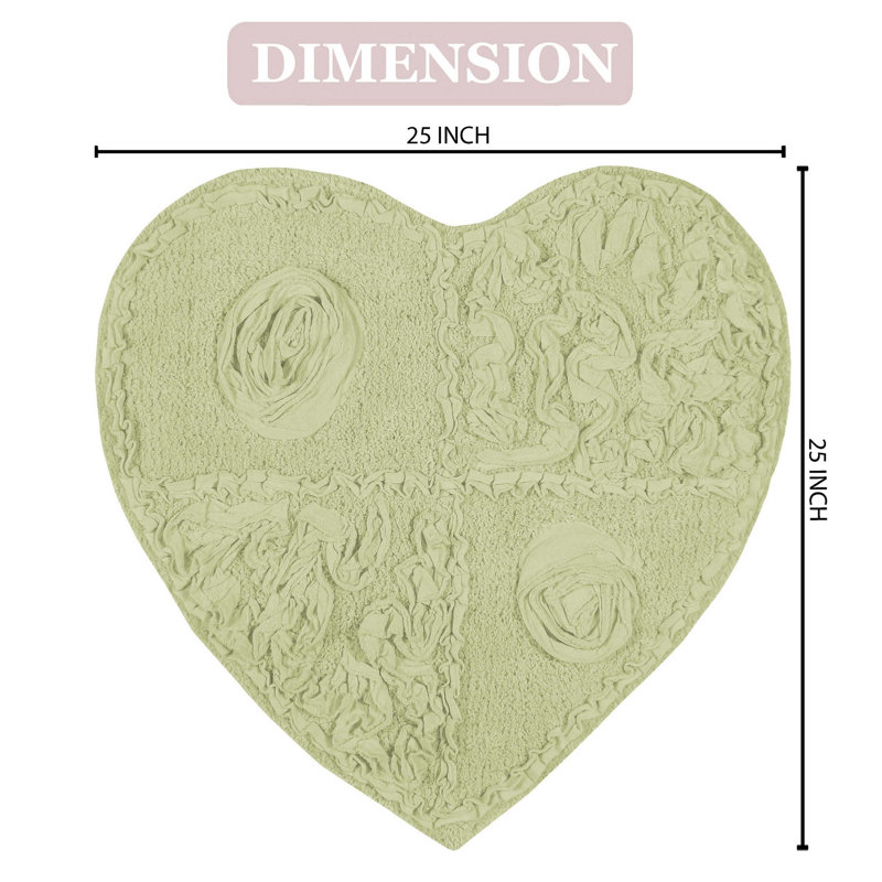 Schoenberger Heart Shape Bath Rug 25"x25", Green