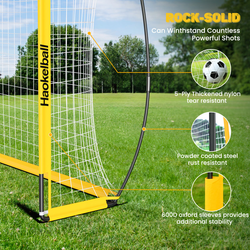 OXYGIE Soccer Goal Net with Carrying Case, Yellow