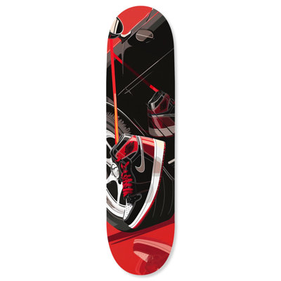 Art mural en acrylique Bold Sneaker and Car Skateboard