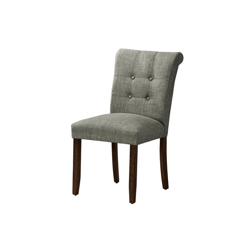 Chaises de salle à manger de 38 po de hauteur pour 2 personnes, rembourrées de gris avec des supports en bois de noyer, 2 chaises modernes pour la chambre et la cuisine, en hauteur, tissu, pieds robustes