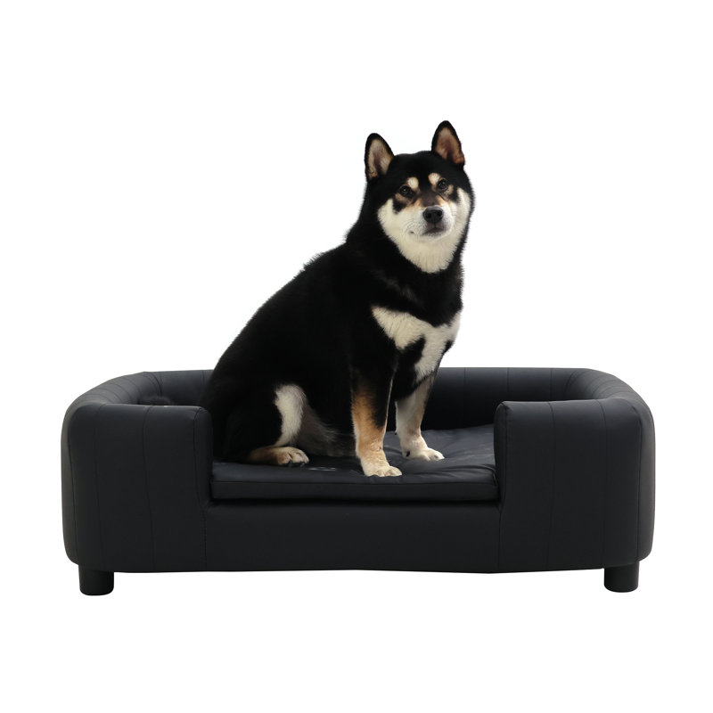 Canapé pour chien Filoteia avec revêtement amovible, L 36,60 po x P 24,40 po x H 11 po, Noir, noir, noir, noir