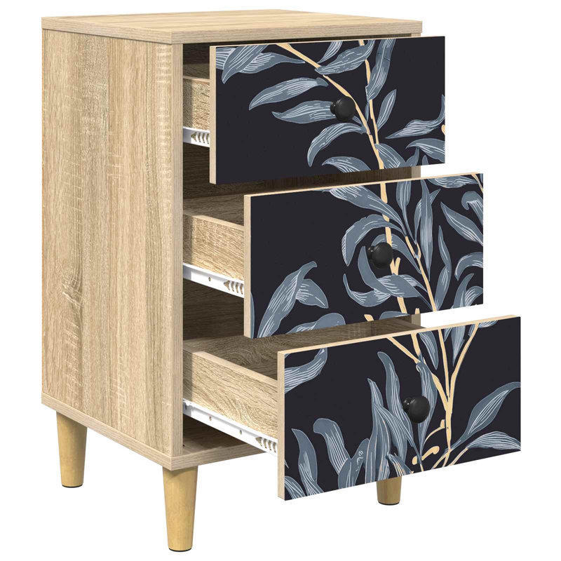 36cm W Engineered Wood Bedside Table
