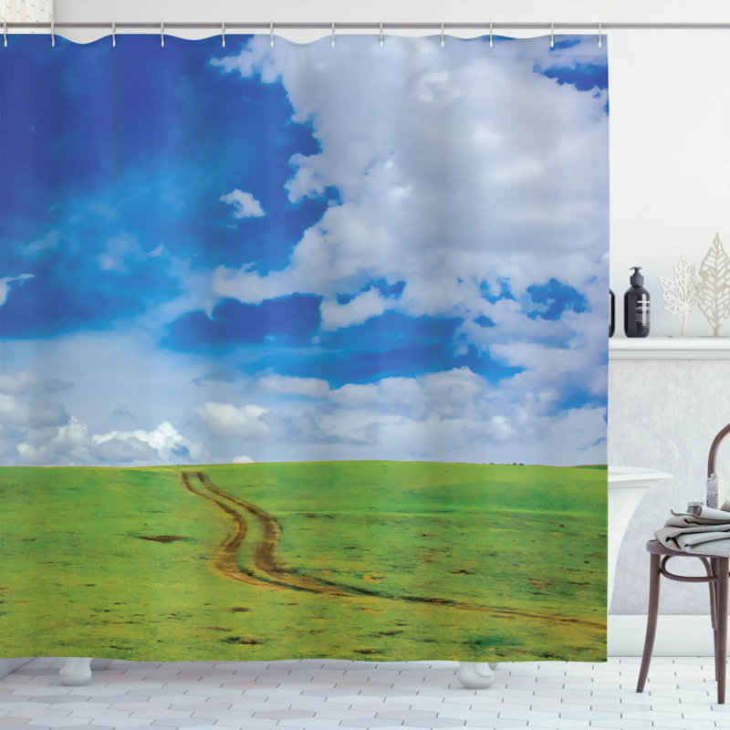 Nature Path in Meadow Rural Single Shower Curtain, 69" W x 75" L