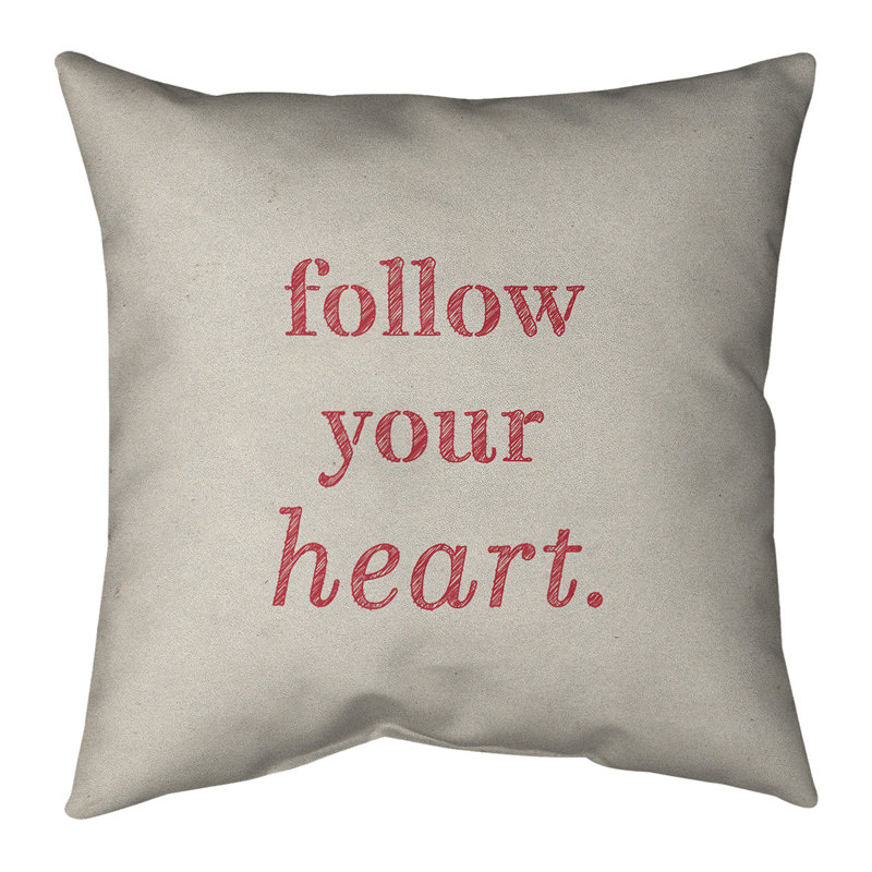 Coussin «Hand Your Heart», 20 po x 20 po, Brun/rouge, Polyester/ Bourre en polyester