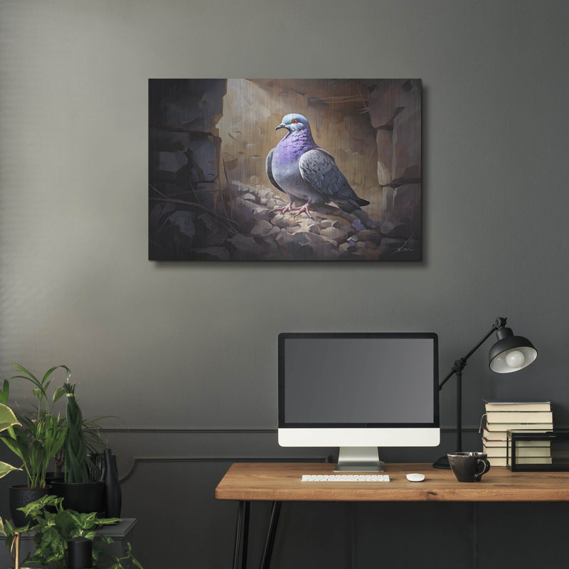 Art mural en métal Winston Porter «Pigeon Inside The Wall» par Momart, H 24 po x l 36 po