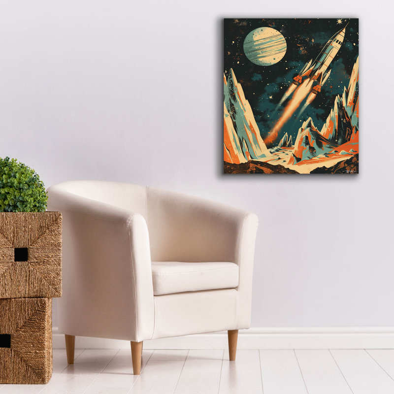 «Epic Graffiti» «Vintage Space 1» par Momart, art mural sur toile, H 30 po x l 26 po x P 1,5 po