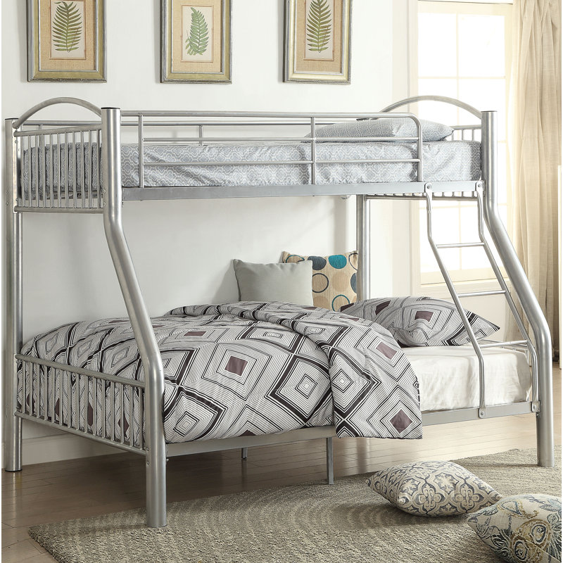 Henkel Kids Twin Over Full Bunk Bed, Silver, Twin Over Full