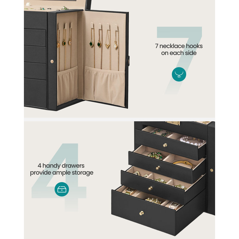 Manufactured Wood Jewellery Box +, Black