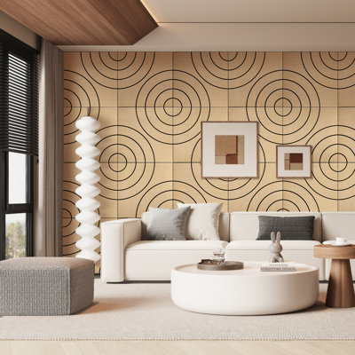 4-Pack Acoustic Circular Wave Wall Panels , 3D Flexible Oak Veneer