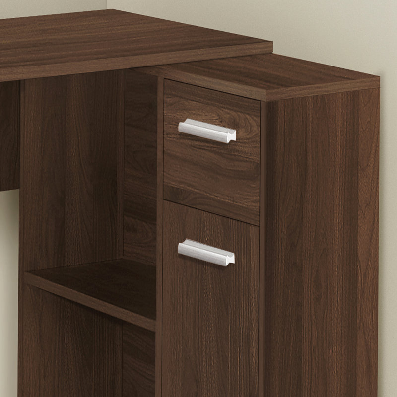 Bureau d'ordinateur, bureau personnel, coin, tiroirs de rangement, L 46 po, forme en L, travail, ordinateur portable, stratifié noyer, contemporain, moderne