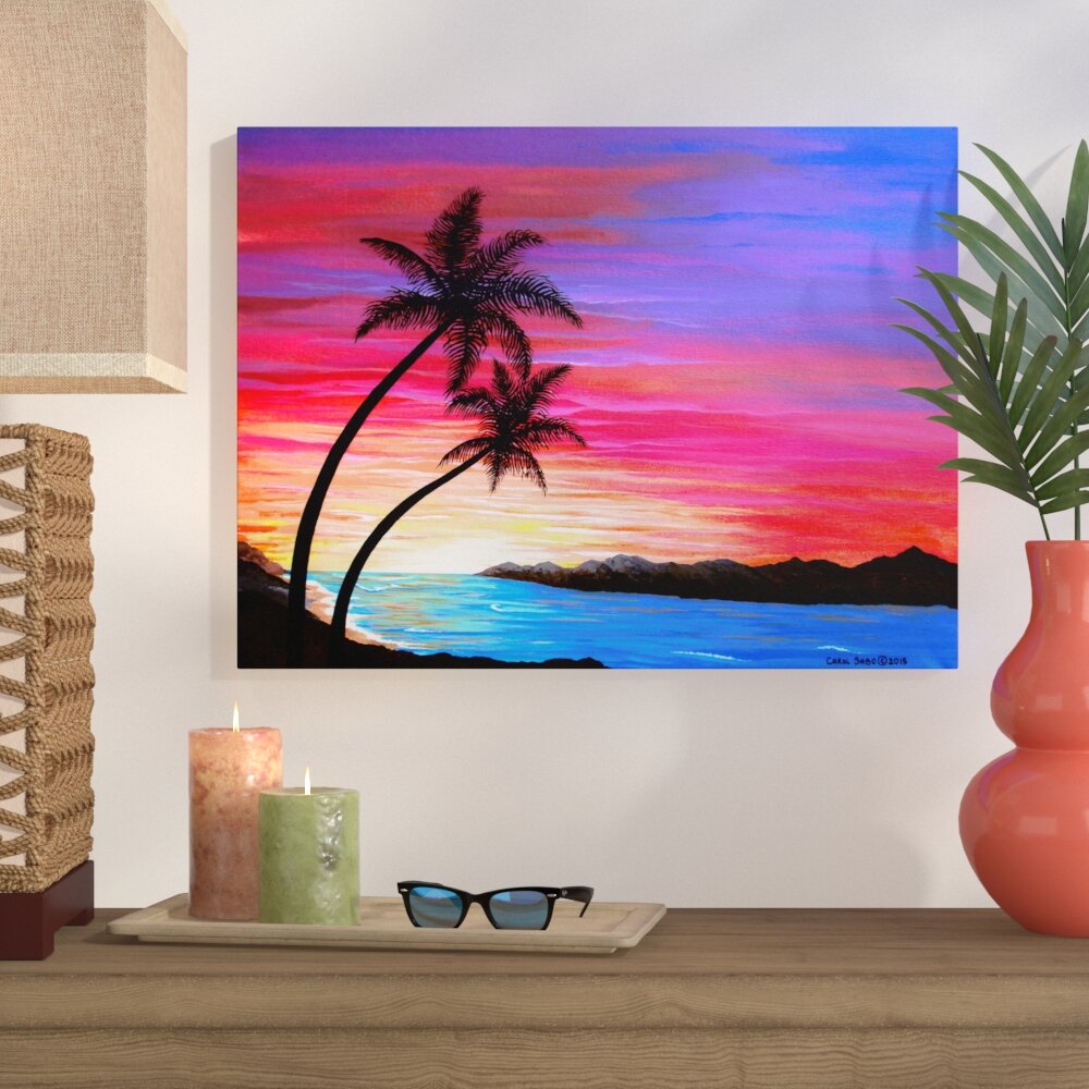 Bay Isle Home 'Tropical Sunset' Acrylic Painting Print on Canvas