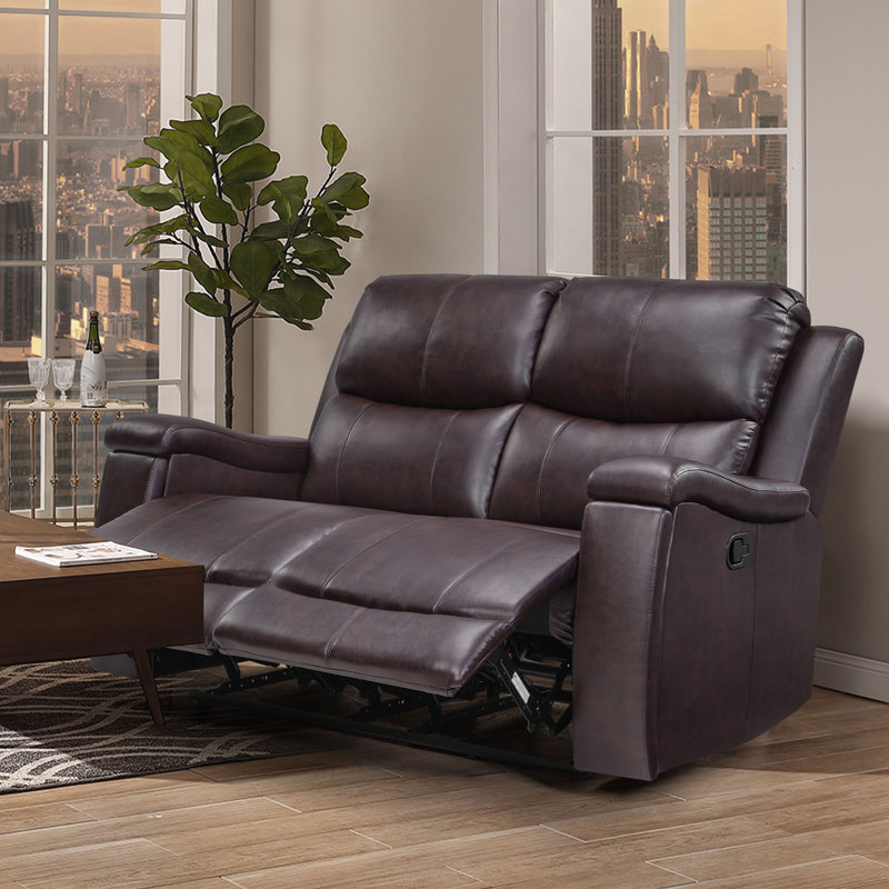 Causeuse inclinable manuelle en similicuir Westwick, Similicuir brun en microfibre