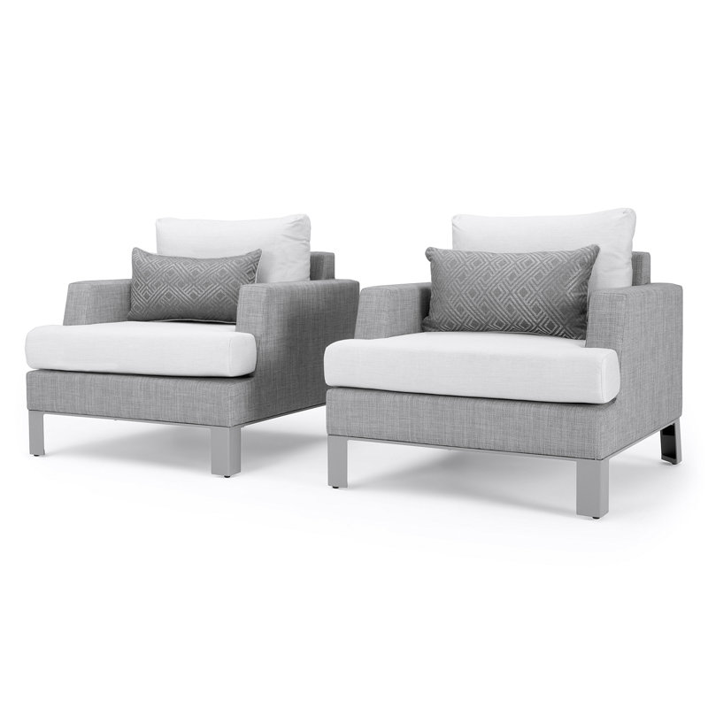 Shiey Sling 5 Piece Club Patio Chair Set - Beige Fennel, Gray