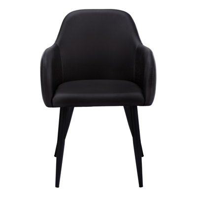 Dining Chair Set of 2 Side Upholstered Kitchen Dining Room 22L x 24W x 33H inches Faux Leather Black 1Piece Modern Comfortable Seating Durable Construction