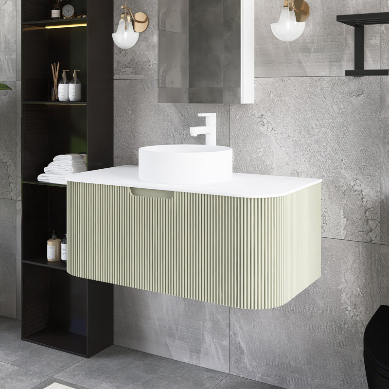 Meuble-lavabo mural 36 po avec lavabo, Beige
