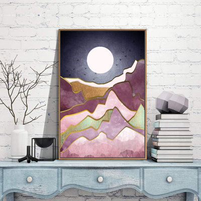 Sun Mountain Range " Nordic Style Mountains " Painting Print