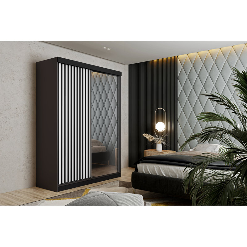 Modern Large 2 Door Wardrobe, Espresso/White