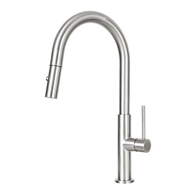Robinet de cuisine avec douchette rétractable, robinets d'évier de cuisine à un trou, acier inoxydable 304, robinet à double fonction pour évier de ferme, nickel brossé