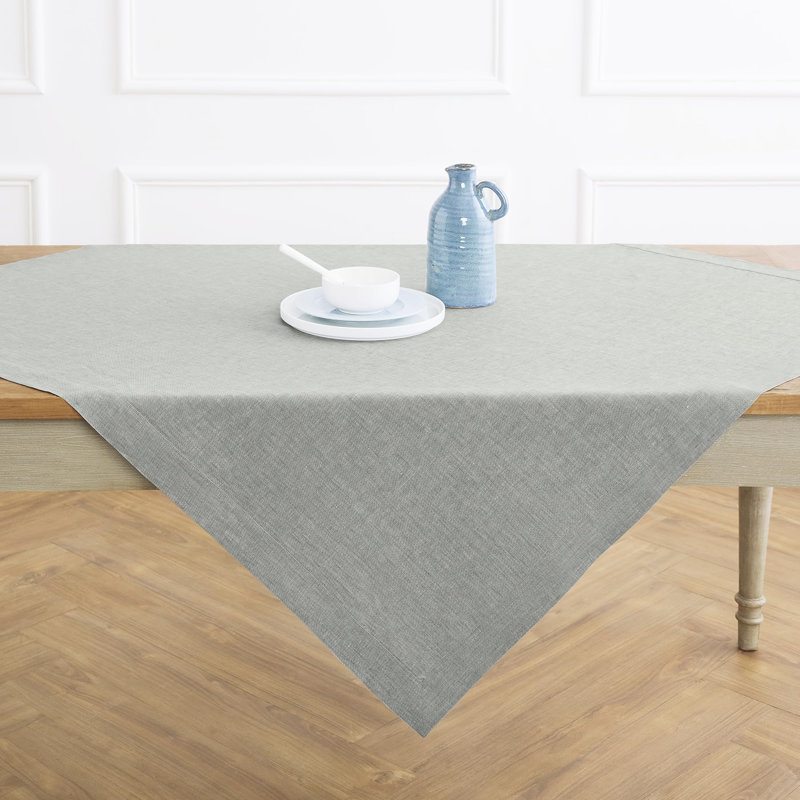 100% Pure Linen Table Throw - Athena, Chambray Gray