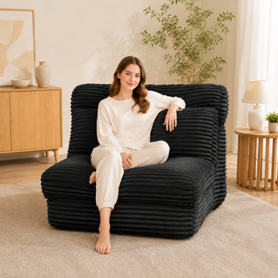Pouf pliable pour adultes, canapé-lounge moelleux en mousse à mémoire de forme, fauteuil de lecture confortable, noir, pour chambre, salon, dortoir