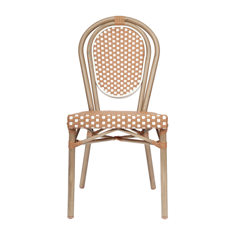 Chaises Paris empilables Cloquet, Blanc / brun clair / naturel clair, 1