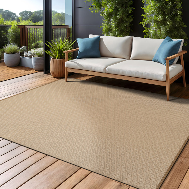 Tapis extérieur diamant, Beige, Rectangle 9' x 12'