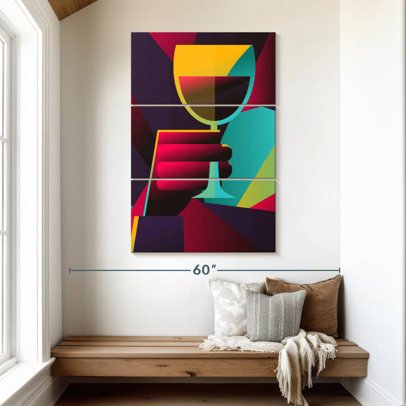 Yarlin Geometric Wine, 50" H x 32" W