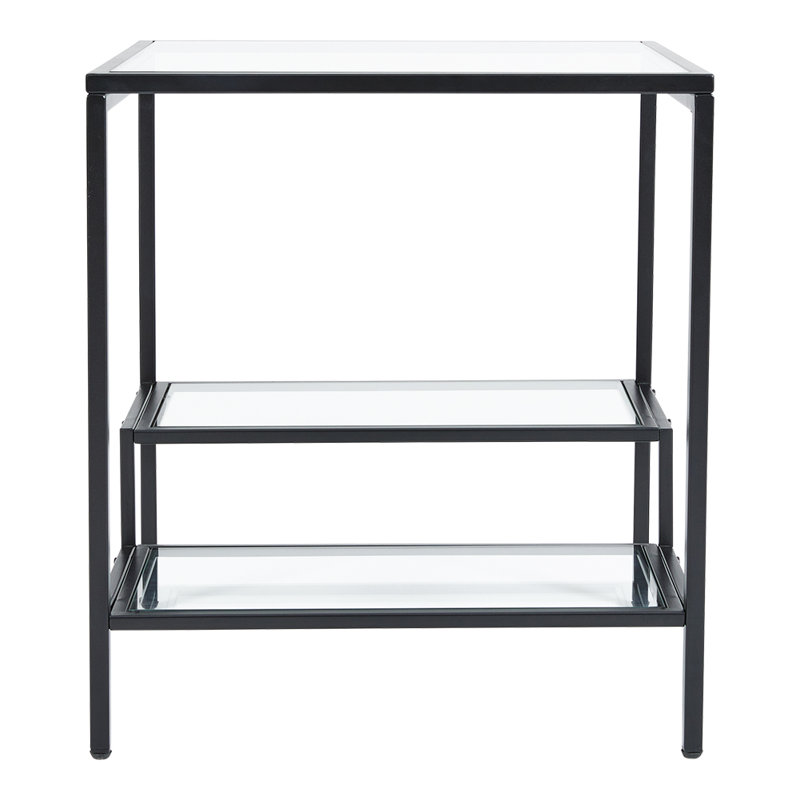 Square Black Glass Side Table