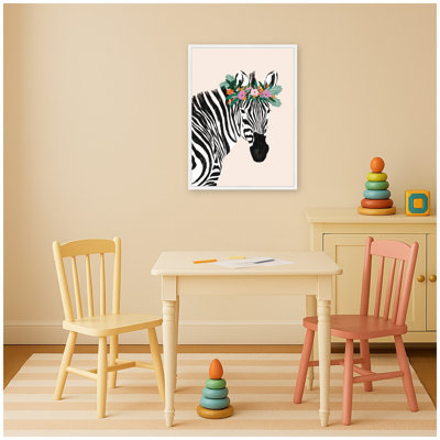 «Darling Zebra» par Aislinn Simmonds Duchess Plum, reproduction d'art sur toile encadrée