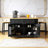 48 Inch Large Kitchen Island With Drop Leaf,power Outlet,internal Storage Rack,rolling Kitchen Storage Cart On 5 Wheels With 5 Open Side Racks,for Kitchen,dining Room,black(not Include Stools)-1011188403
