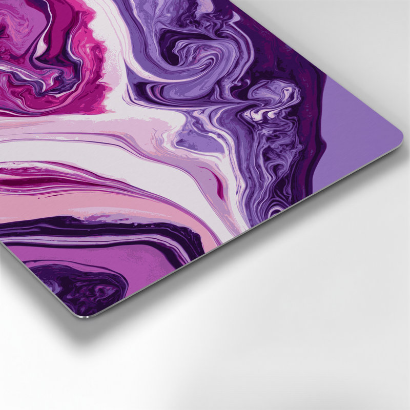 Abstrait art fluide, art mural mauve en métal 70, H 24 po x l 36 po
