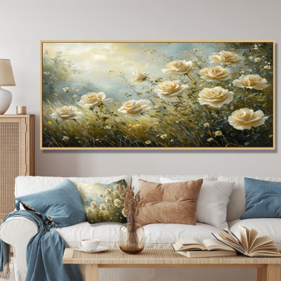 «Country Side Vintage Roses Serenade - Roses», reproduction sur toile encadrée