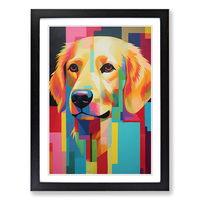 Golden Retriever Constructivism - Framed Print, Black, 34cm H x 25cm W x 2cm D