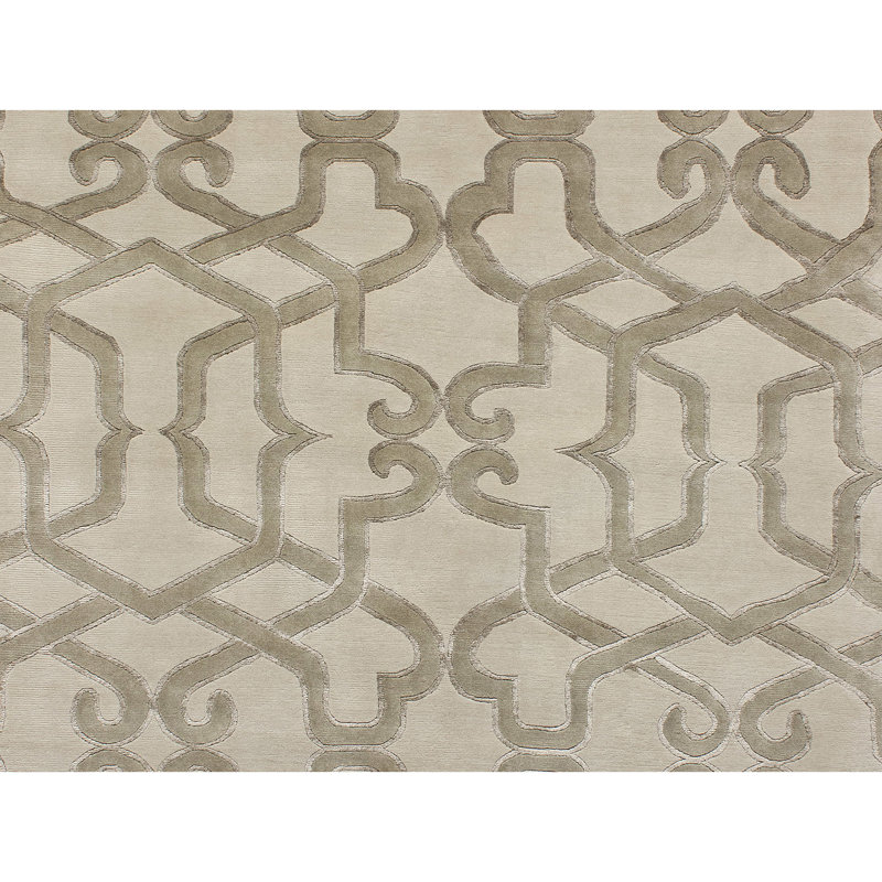 Geometric Area Rug in Ivory/Brown, Rectangle 6' x 9'