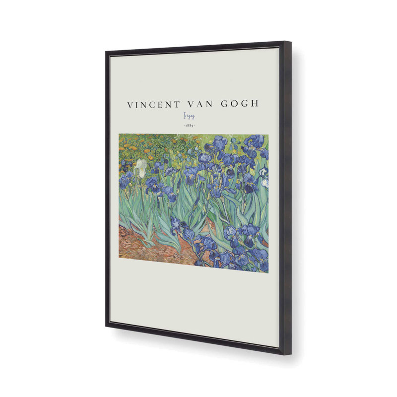 Iris de Van Gogh v2, H 37,25 po x l 25,25 po, Reproduction encadrée sans passe-partout, Zinc patiné