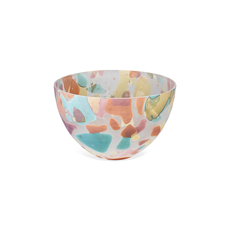 Watercolor Handmade Glass Decorative Bowl, 9" H x 14" W x 14" D, Blue