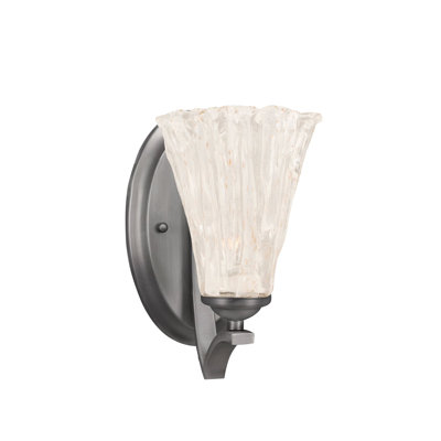 Zilo Wall Sconce Shown In Graphite Finish With 5.5" Fluted Italian Ice Glass