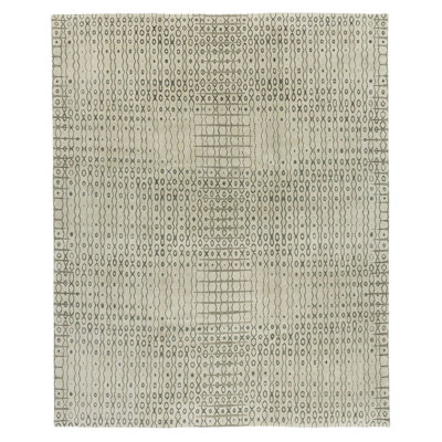 Legato Wool Geometric Area Rug in Gray/Beige