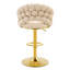 Ensemble de 2 tabourets de bar beige en velours à chaîne boule avec pieds dorés, capitonné moderne réglable pour la cuisine et la maison