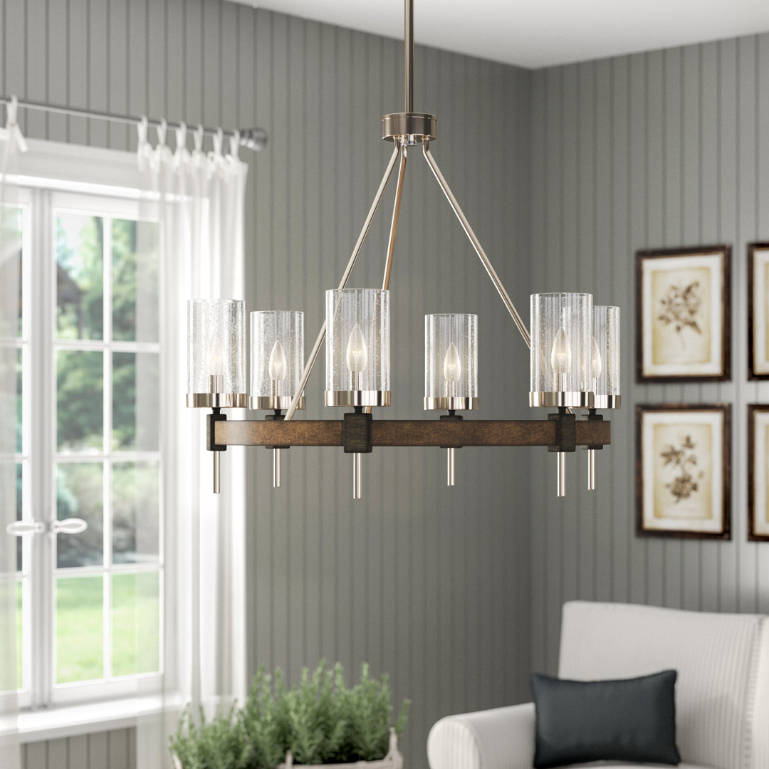Lipton 6 - Light Dimmable Wagon Wheel Chandelier Union Rustic