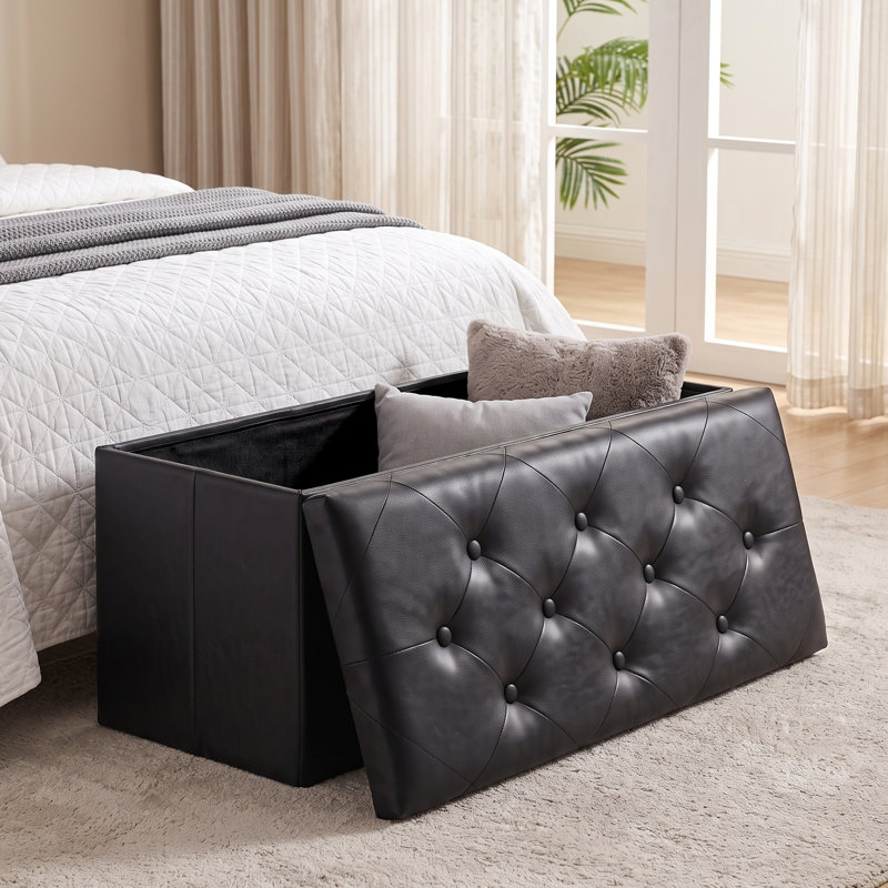 Upholstered Engineered Wood Bench, Noir, Simili cuir