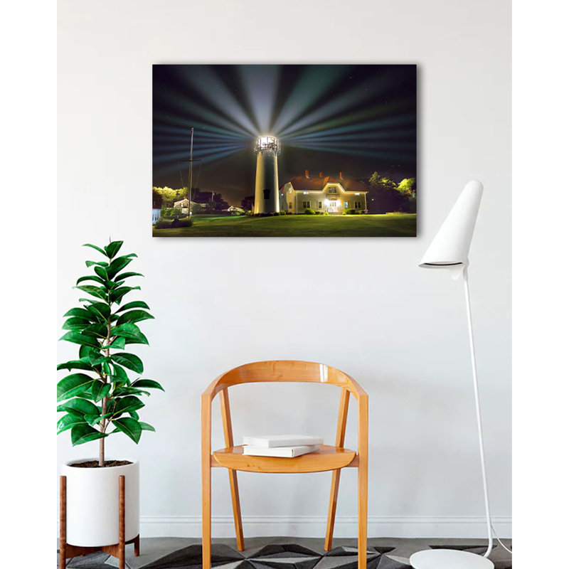 Phare de nuit avec lumière stroboscopique sur toile