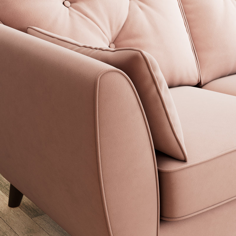 Birjesh 2 Seater Sofa, Pink, Dark Brown Wood