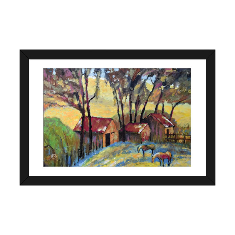 «Old Ranch», reproduction sur toile, H 16 po x l 24 po x P 1 po, Papier d'art encadré noir, Blanc