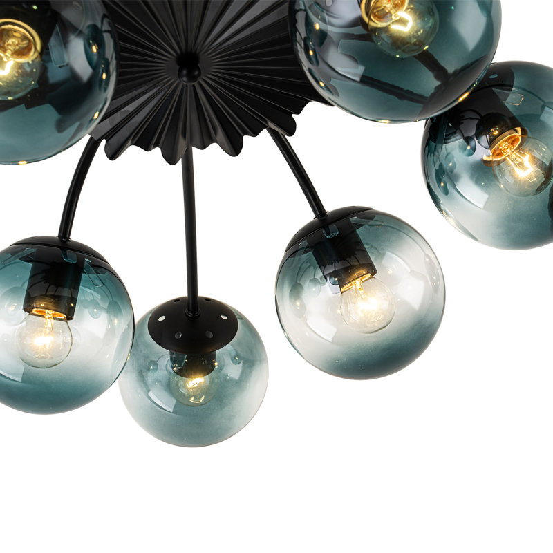 Plafonnier semi-encastré sphère en verre bleu dégradé à 12 lumières Carren