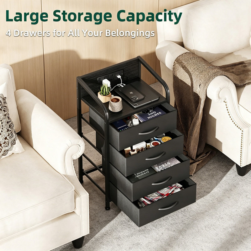 39.5cm W Bedside Table, Black