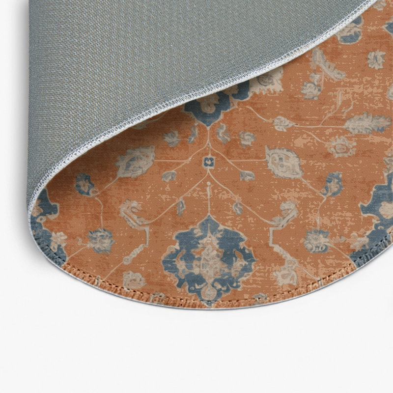 Overdyed Gray Indoor and Outdoor Area Rug, Round 5'