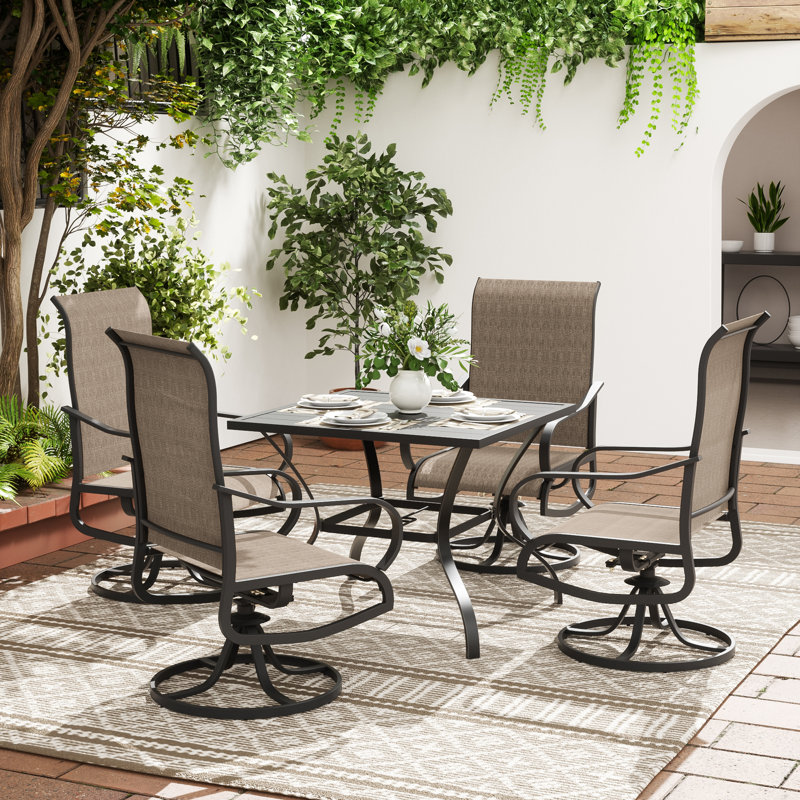 Fauteuil de patio pivotant Jeovoni, Brun